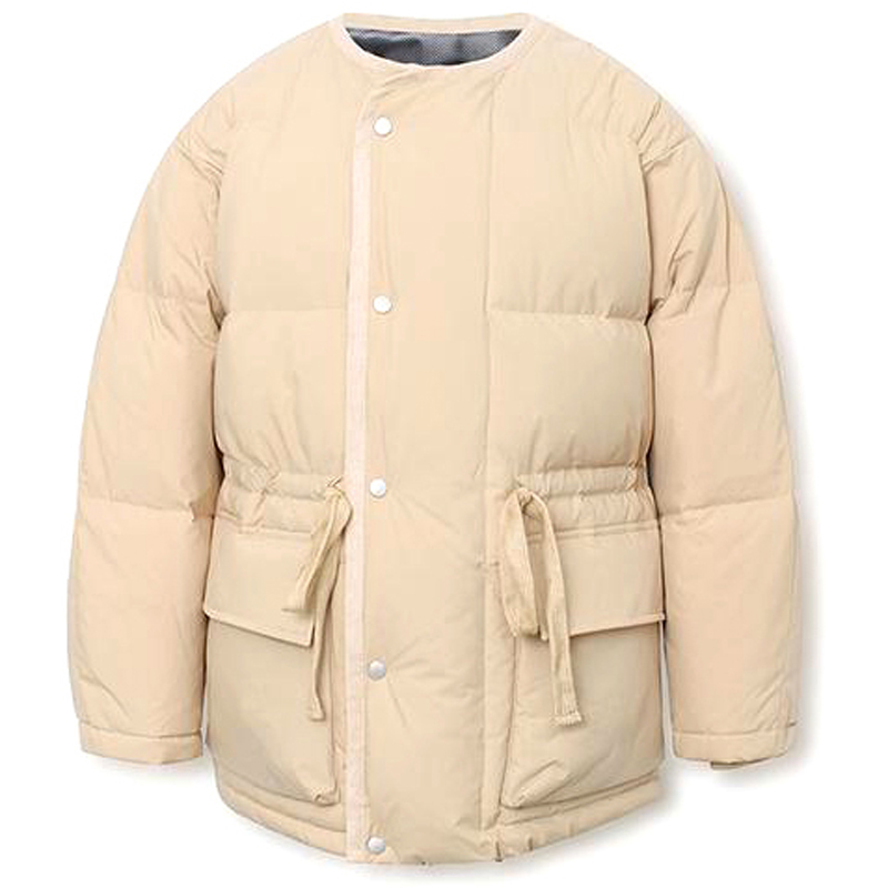 Beige Warm Air Duck Down Utility Half Padding Jackets